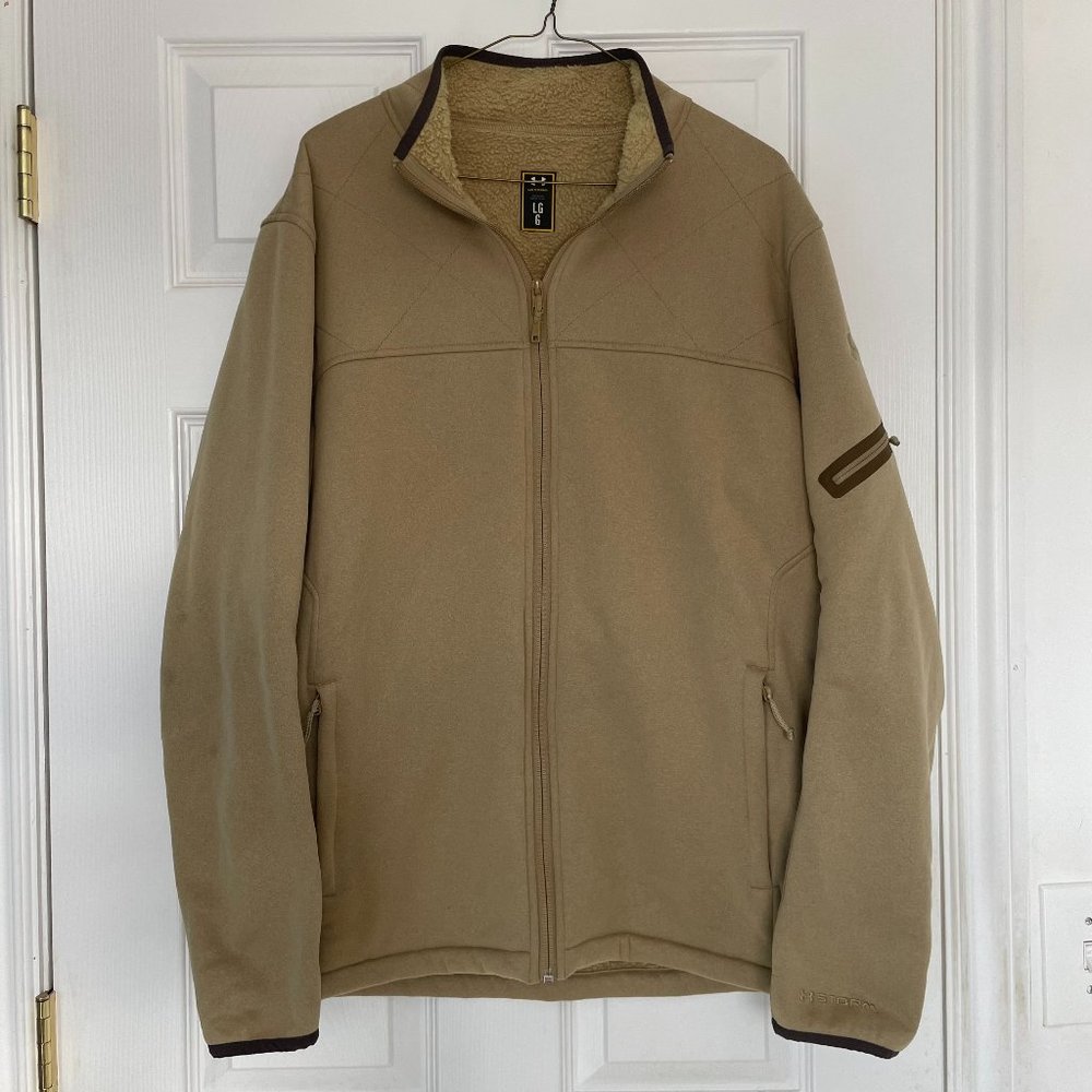 Men's Under Armour Storm Tan/Khaki Full Zip Fleece-Lined Jacket Size Large